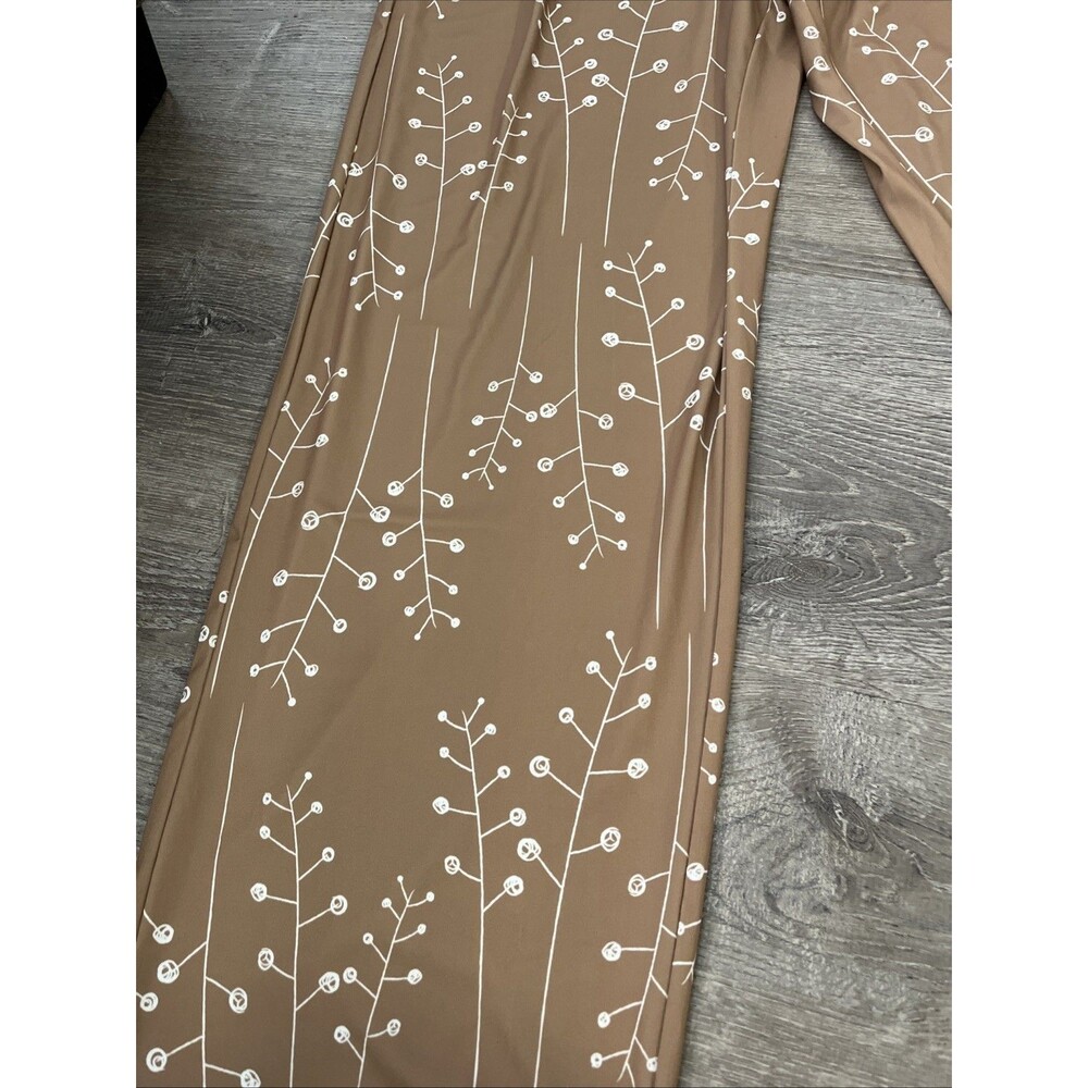Bon Apple Tea Minimalist, Floral Tan Women’s Pants Size Xl
